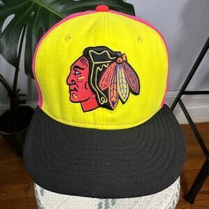 Chicago Blackhawks Snapback Hat New Era 9Fifty Color Block Neon VTG 90 Vibe RARE